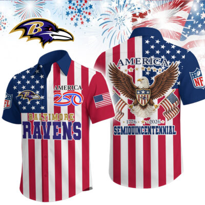 Baltimore Ravens | Premium NFL Liberty Eagle Patriotic Short-Sleeved Shirt