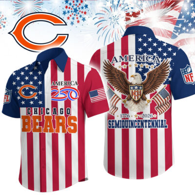 Chicago Bears | Premium NFL Liberty Eagle Patriotic Short-Sleeved Shirt - 4XL