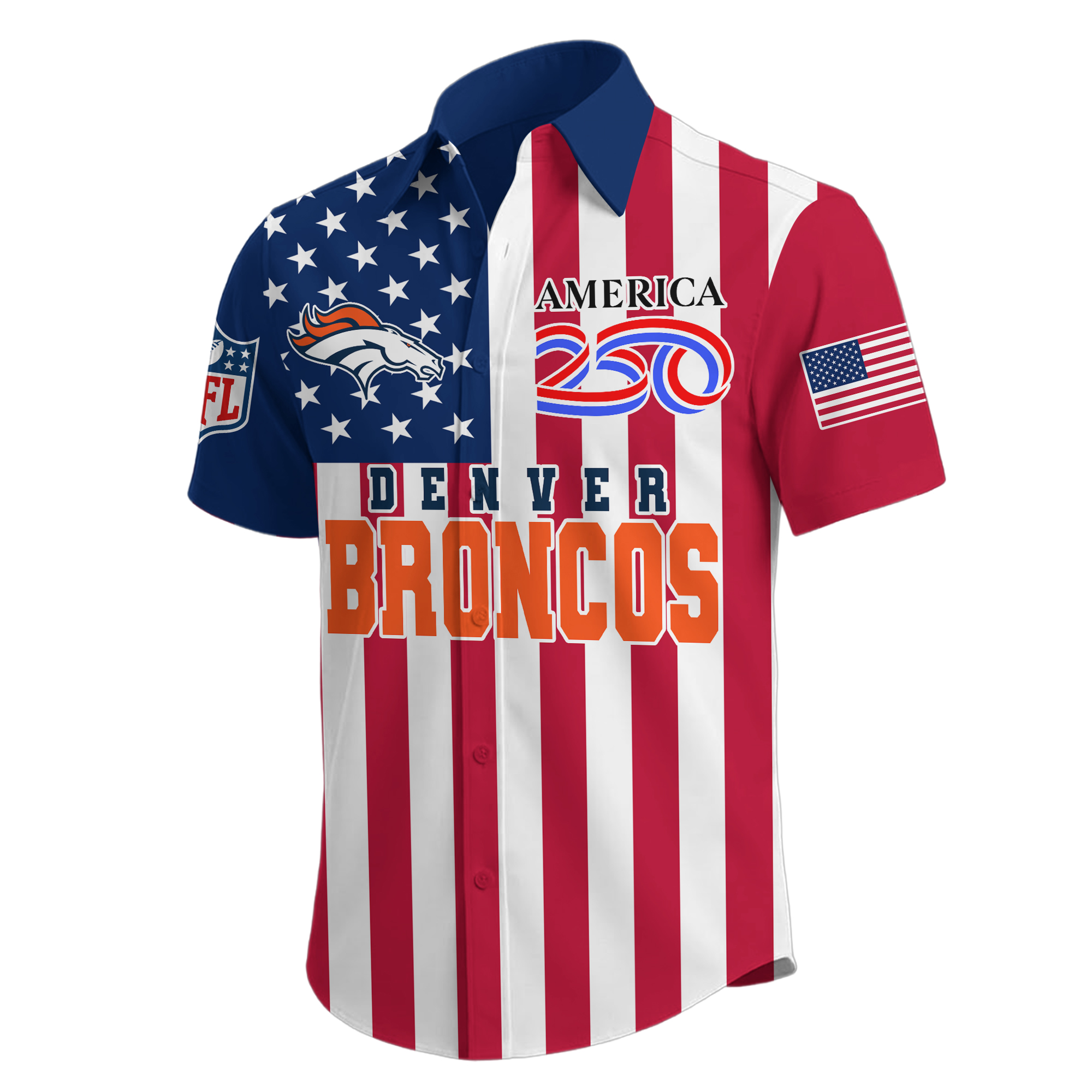 Denver Broncos | Premium NFL Liberty Eagle Patriotic Short-Sleeved Shirt - Image 2