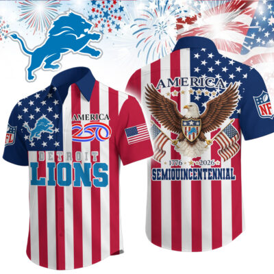 Detroit Lions | Premium NFL Liberty Eagle Patriotic Short-Sleeved Shirt - 5XL
