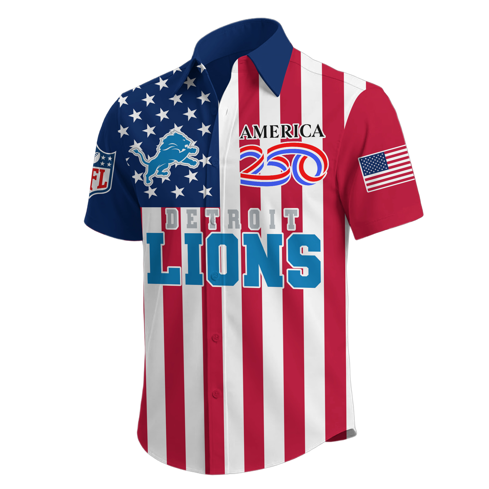 Detroit Lions | Premium NFL Liberty Eagle Patriotic Short-Sleeved Shirt - Image 2