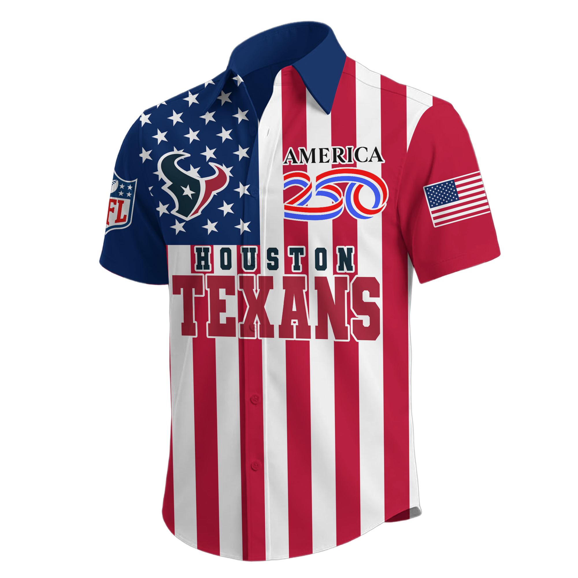 Houston Texans | Premium NFL Liberty Eagle Patriotic Short-Sleeved Shirt - Image 2