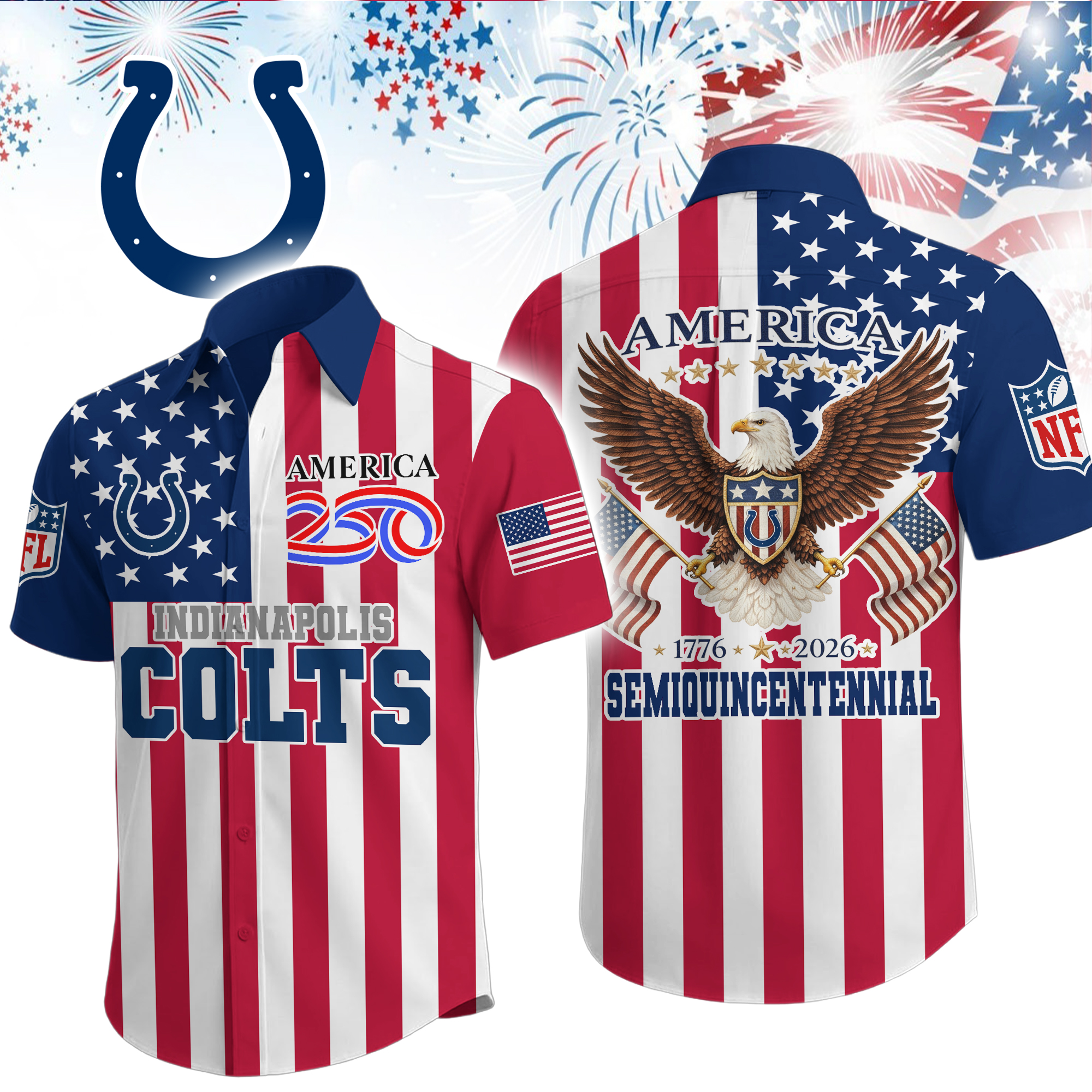 Indianapolis Colts | Premium NFL Liberty Eagle Patriotic Short-Sleeved Shirt