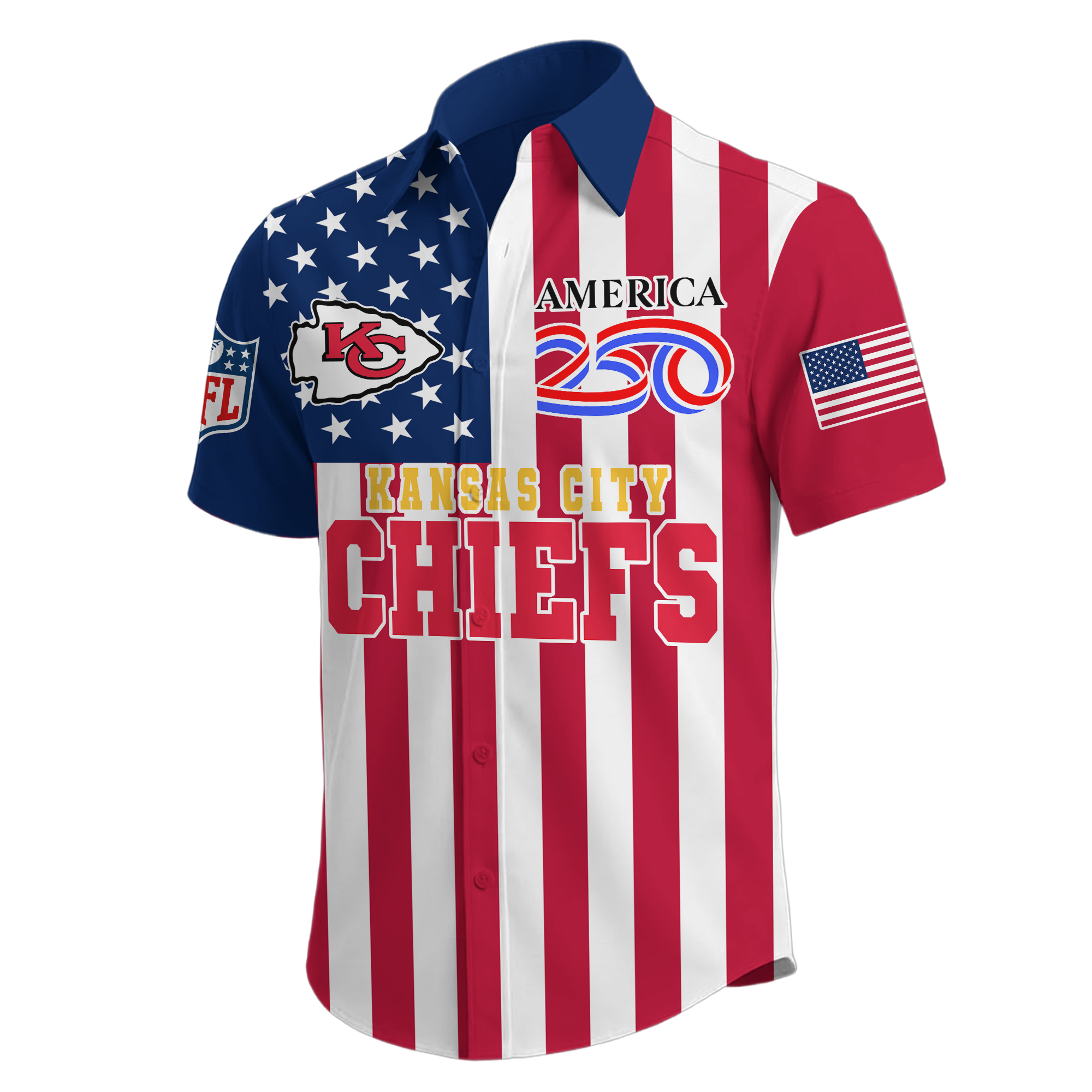 Kansas City Chiefs | Premium NFL Liberty Eagle Patriotic Short-Sleeved Shirt - Image 2