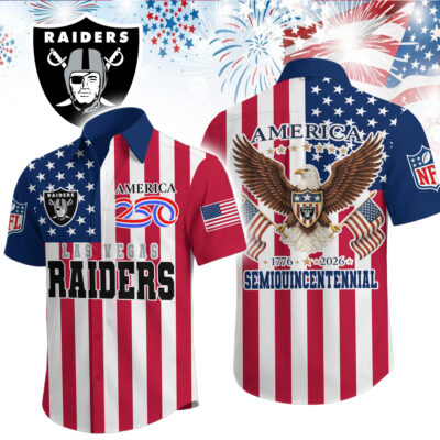 Las Vegas Raiders | Premium NFL Liberty Eagle Patriotic Short-Sleeved Shirt - 4XL