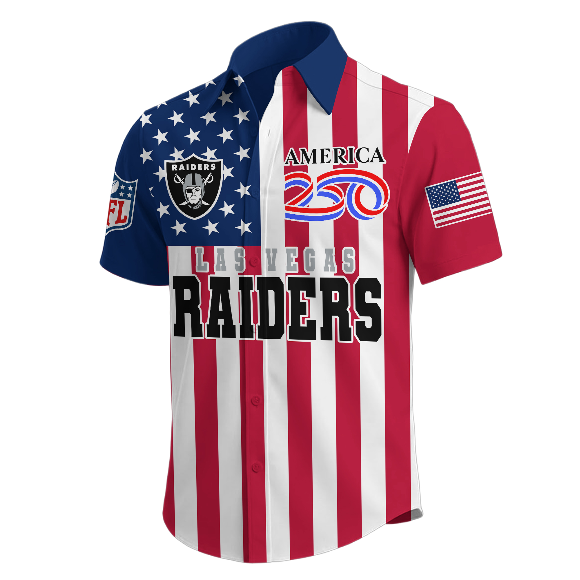 Las Vegas Raiders | Premium NFL Liberty Eagle Patriotic Short-Sleeved Shirt - Image 2