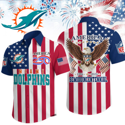 Miami Dolphins | Premium NFL Liberty Eagle Patriotic Short-Sleeved Shirt - 3XL