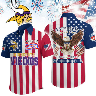 Minnesota Vikings | Premium NFL Liberty Eagle Patriotic Short-Sleeved Shirt