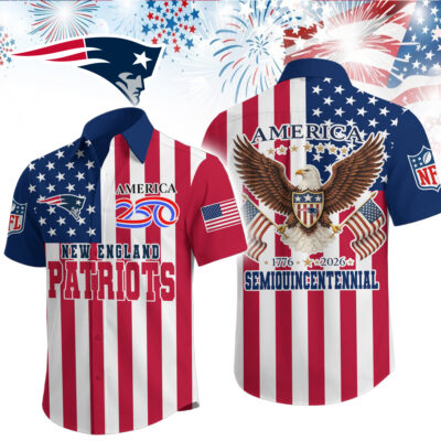 New England Patriots | Premium NFL Liberty Eagle Patriotic Short-Sleeved Shirt