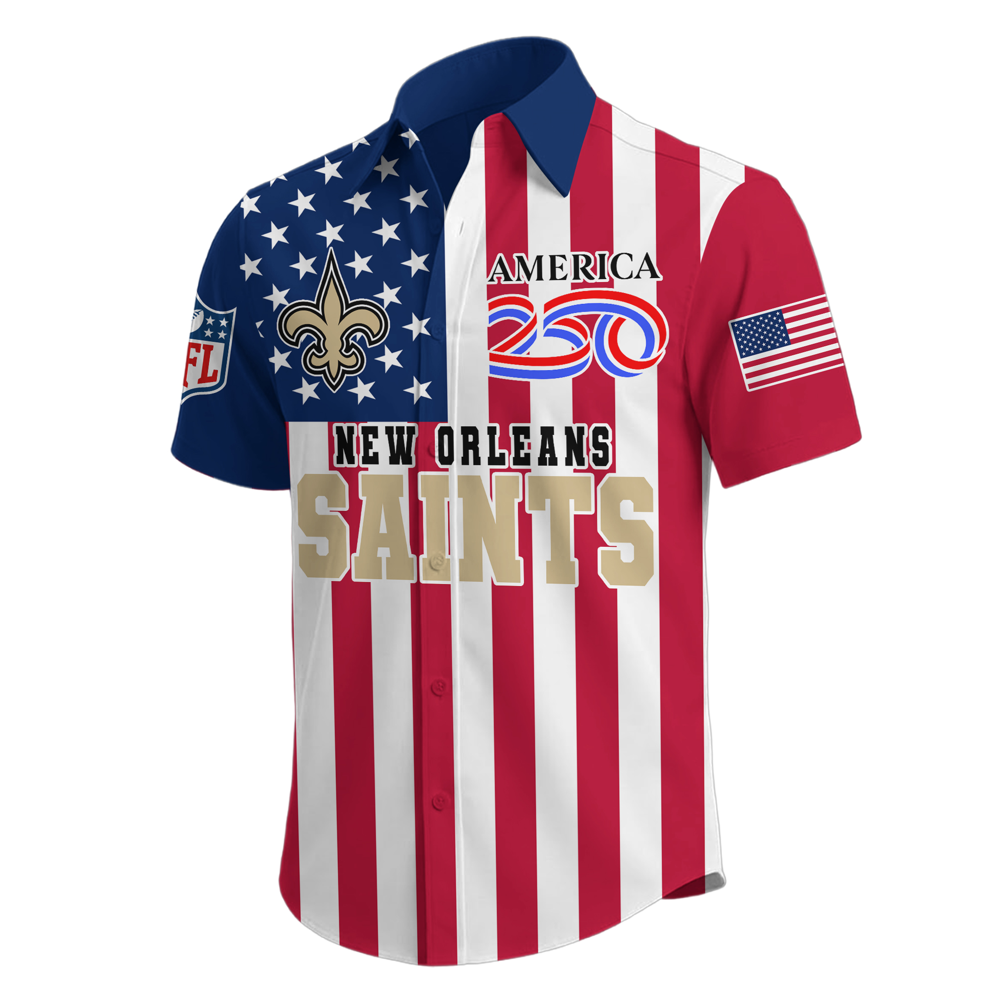 New Orleans Saints | Premium NFL Liberty Eagle Patriotic Short-Sleeved Shirt - Image 2