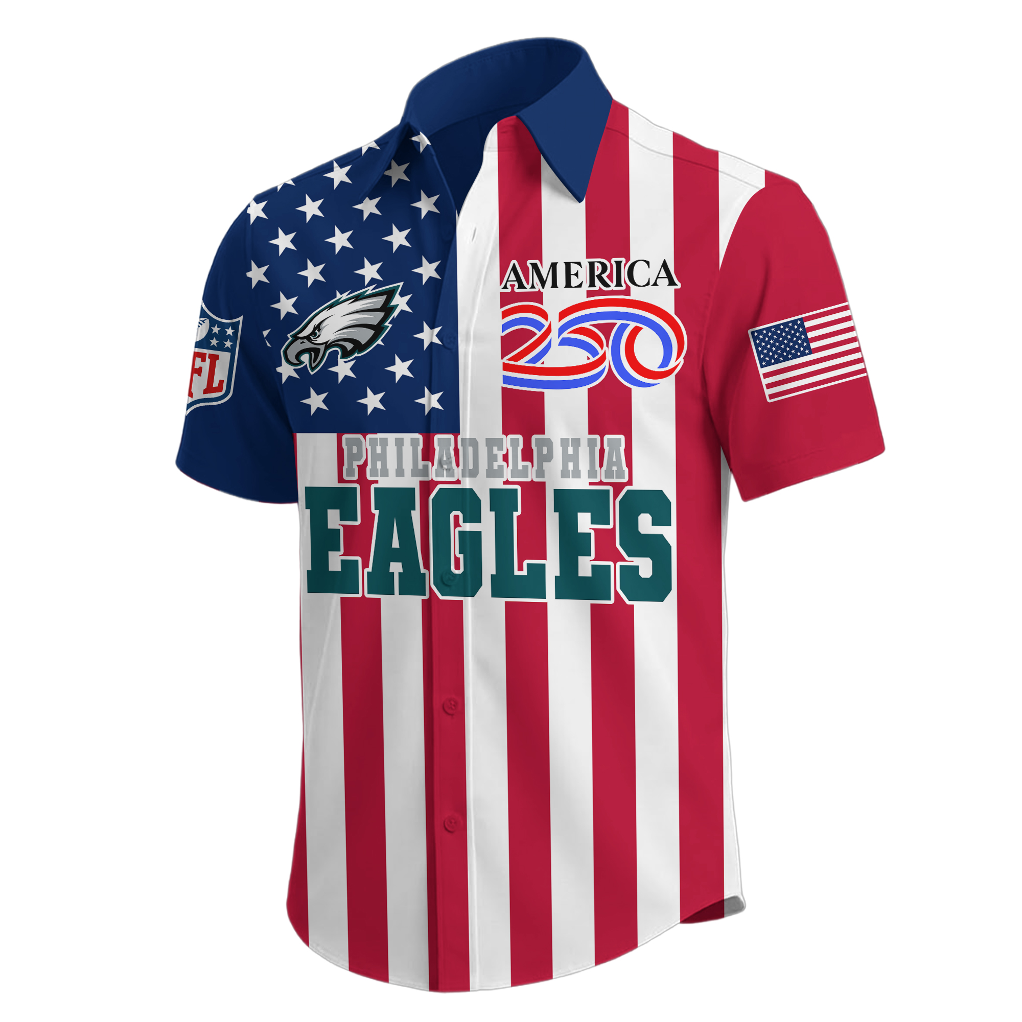 Philadelphia Eagles | Premium NFL Liberty Eagle Patriotic Short-Sleeved Shirt - Image 2