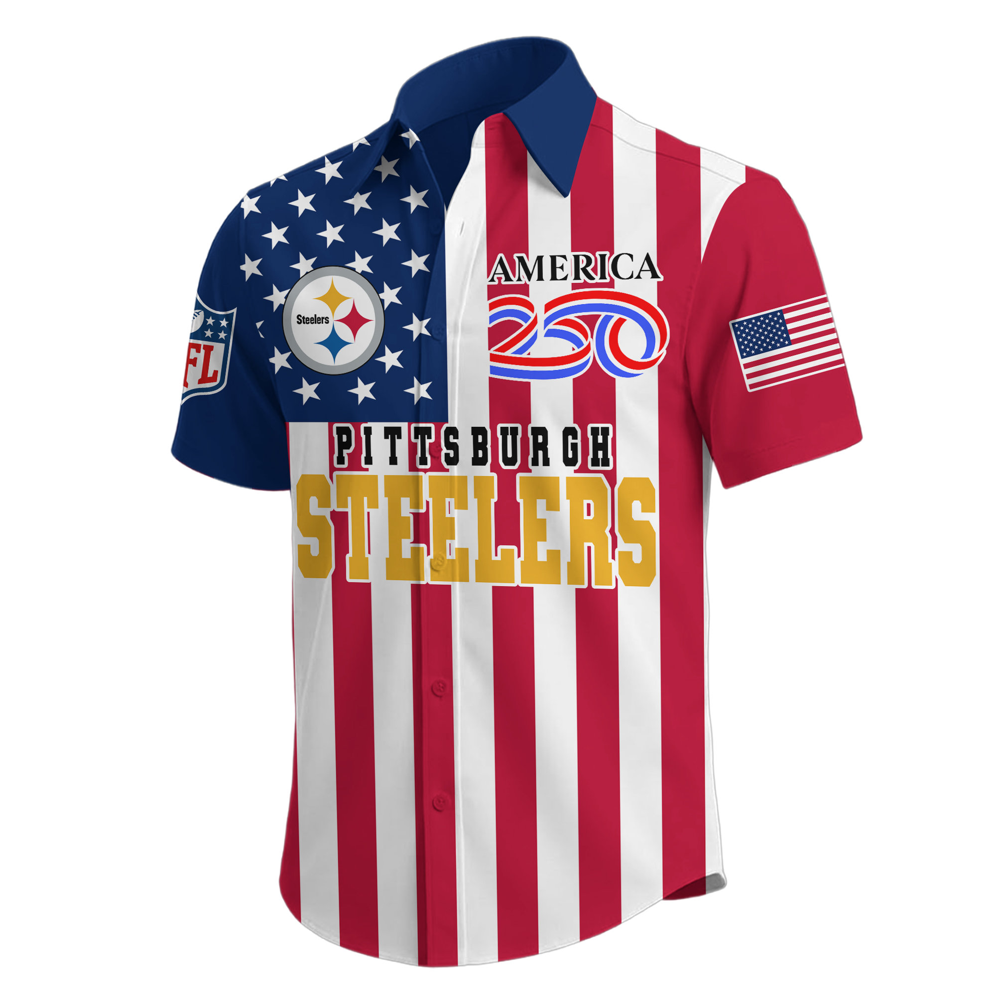 Pittsburgh Steelers | Premium NFL Liberty Eagle Patriotic Short-Sleeved Shirt - Image 2