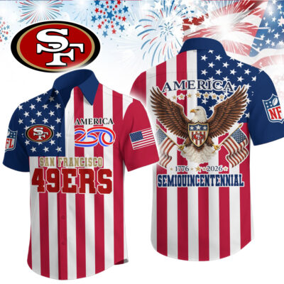 San Francisco 49ers | Premium NFL Liberty Eagle Patriotic Short-Sleeved Shirt - 4XL