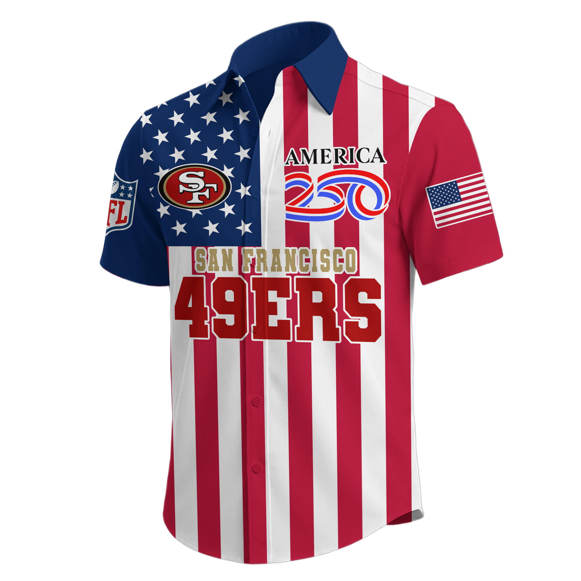 San Francisco 49ers | Premium NFL Liberty Eagle Patriotic Short-Sleeved Shirt - Image 2