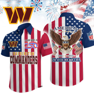 Washington Commanders | Premium NFL Liberty Eagle Patriotic Short-Sleeved Shirt
