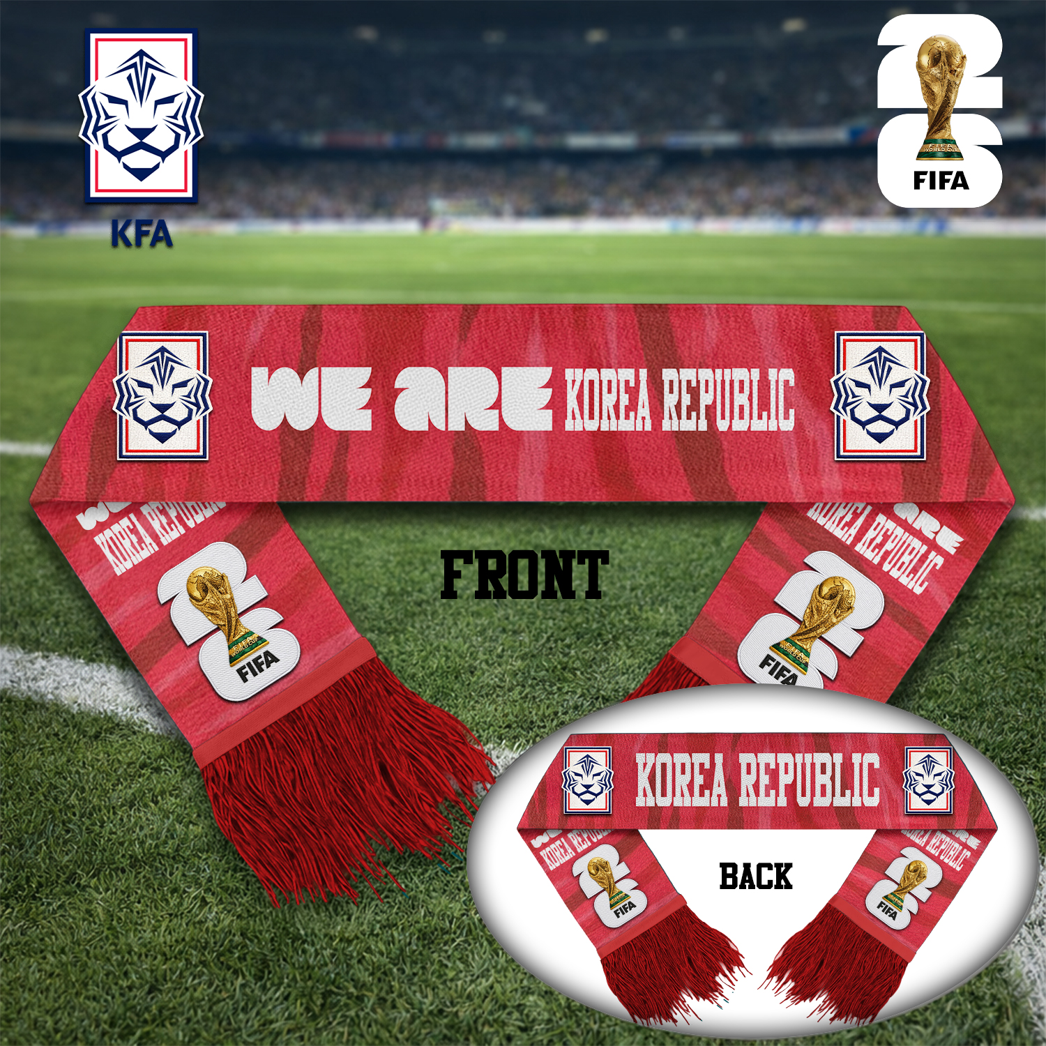 Korea Republic | Premium WC26 Game Day Scarf - Image 2