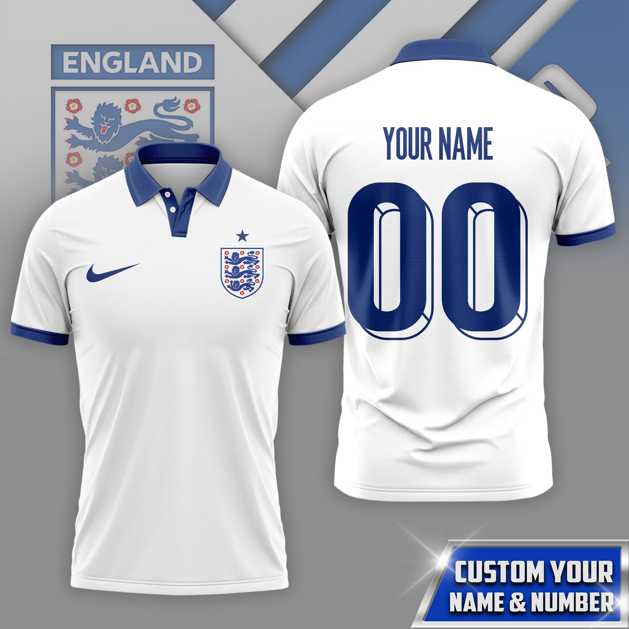 England | Premium WC26 Fan 3D Polo - Image 2