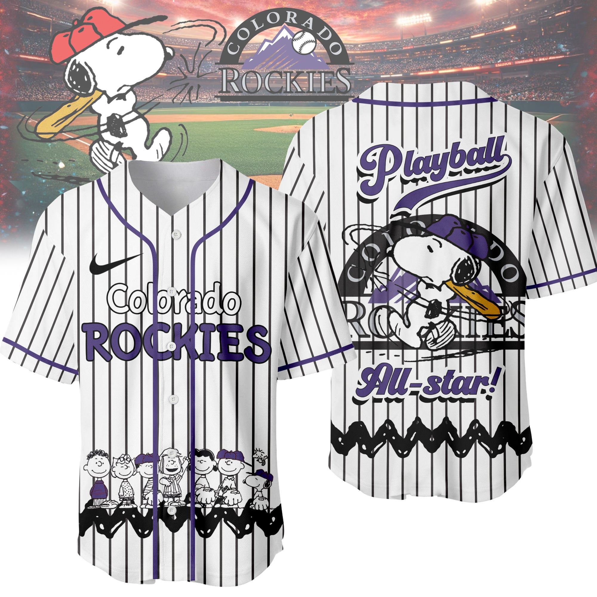 Colorado Rockies | Premium MLB Snoopy Playball Jersey HY