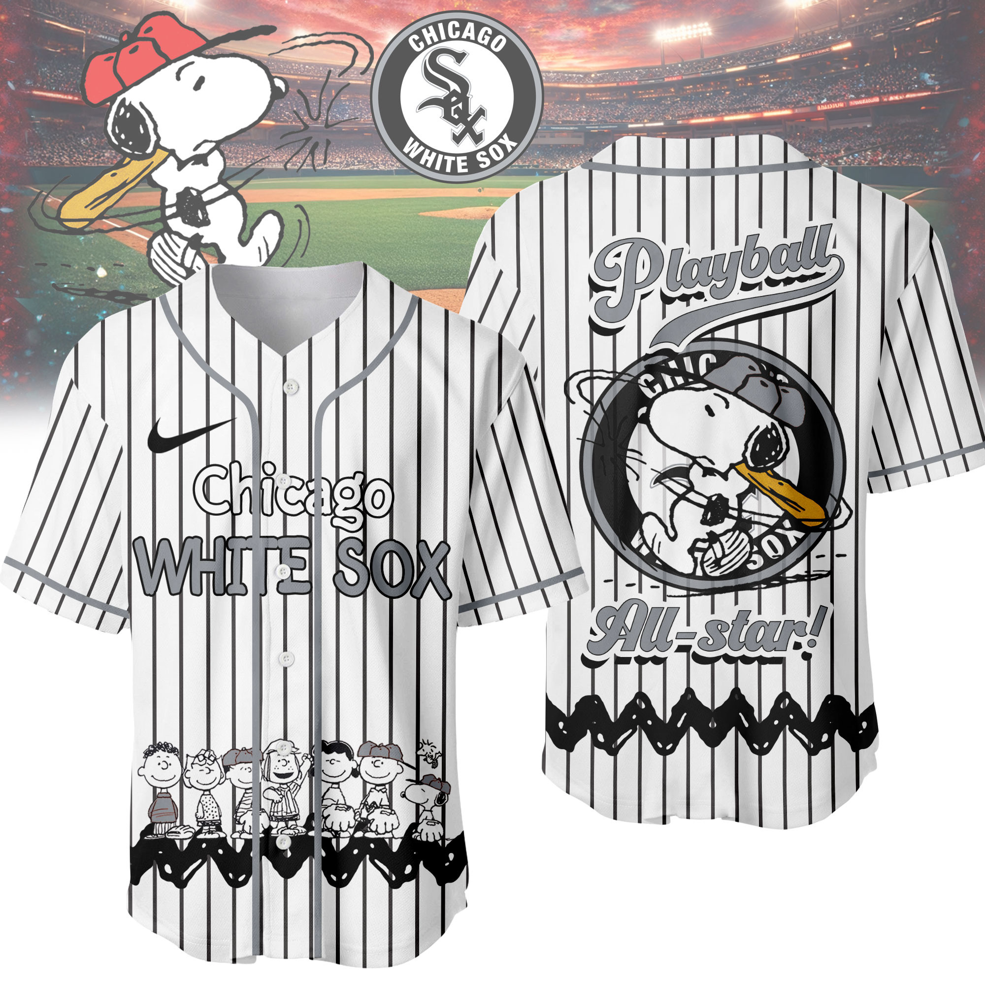 Chicago White Sox | Premium MLB Snoopy Playball Jersey HY