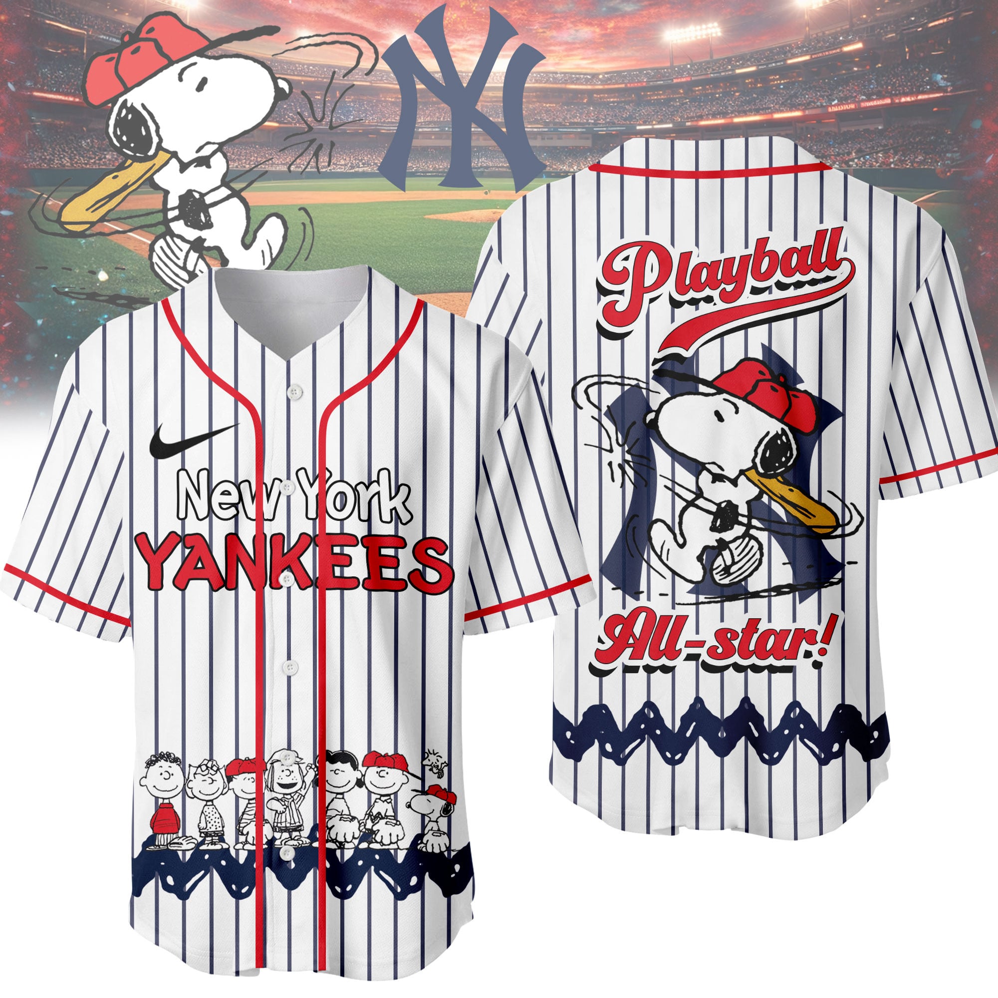 New York Yankees | Premium MLB Snoopy Playball Jersey HY