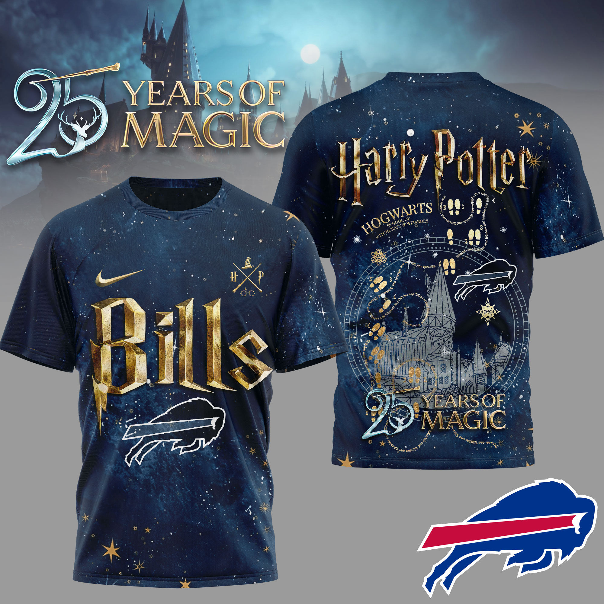 Buffalo Bills | Premium NFL Harry Potter 25 Years Of Magic 3D Shirt