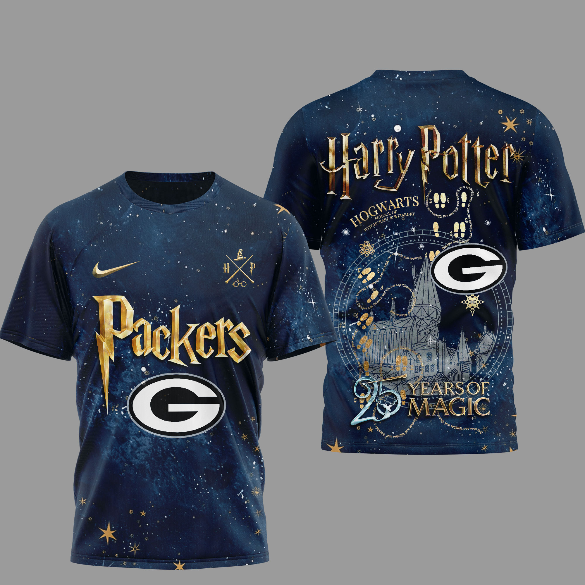 Green Bay Packers | Premium NFL Harry Potter 25 Years Of Magic 3D Shirt - Image 2