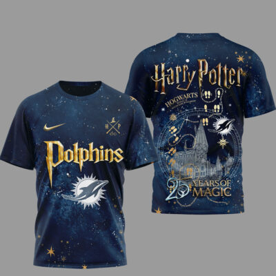 Alternative view of Miami Dolphins | Premium NFL Harry Potter 25 Years Of Magic 3D Shirt