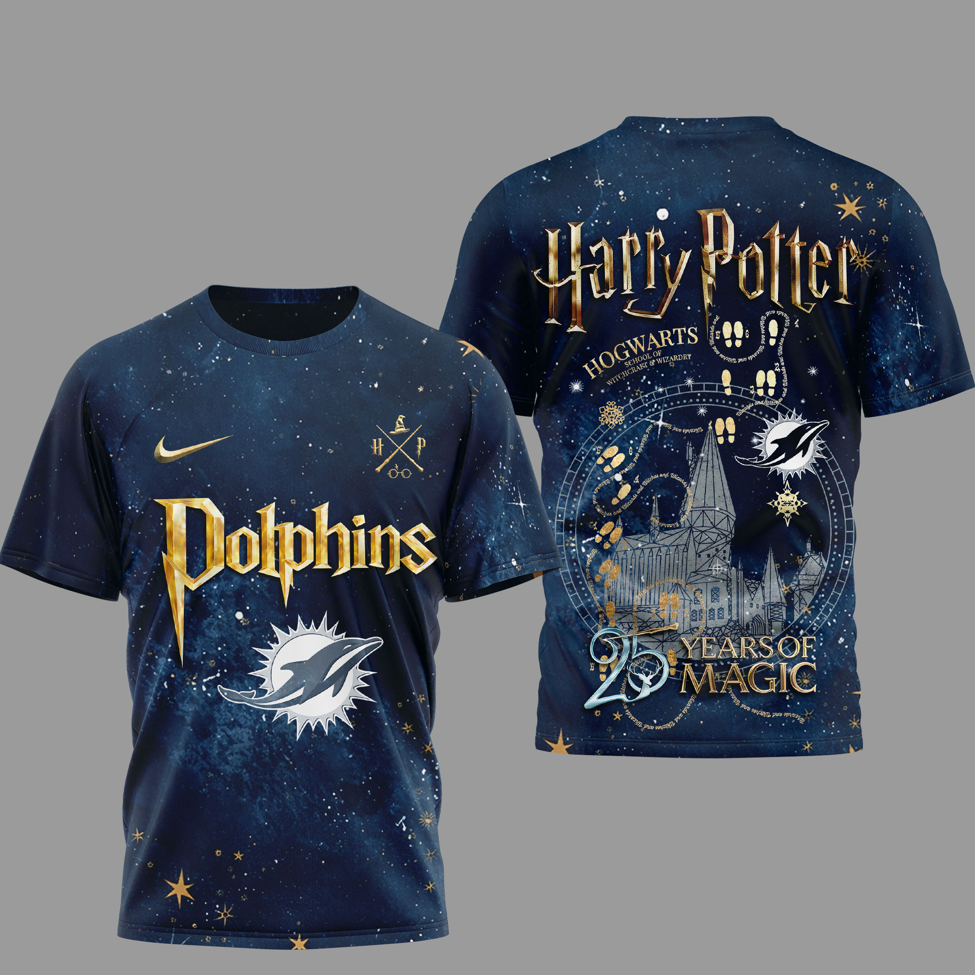 Miami Dolphins | Premium NFL Harry Potter 25 Years Of Magic 3D Shirt - Image 2