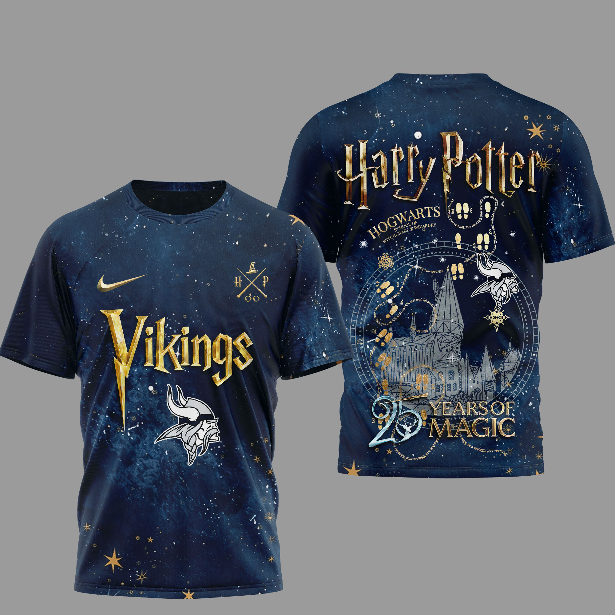 Minnesota Vikings | Premium NFL Harry Potter 25 Years Of Magic 3D Shirt - Image 2
