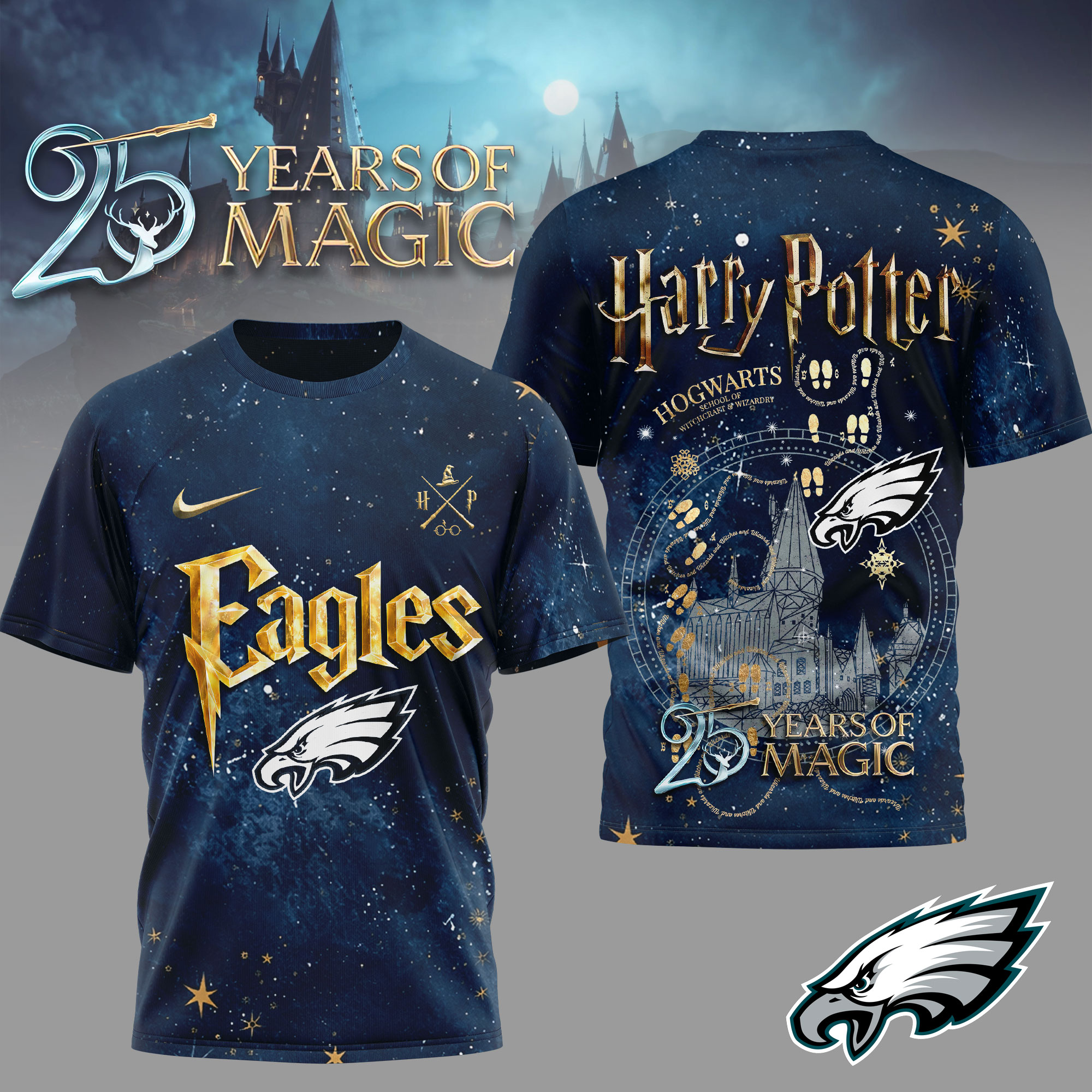 Philadelphia Eagles | Premium NFL Harry Potter 25 Years Of Magic 3D Shirt