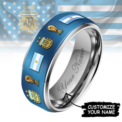 Argentina | Premium WC26 National Football Team Silver Tungsten Ring