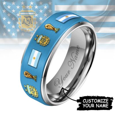 Argentina | Premium WC26 National Football Team Silver Tungsten Ring - Style 2, 11