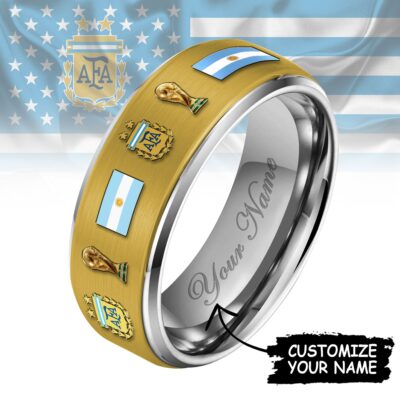 Argentina | Premium WC26 National Football Team Silver Tungsten Ring - Style 4, 5