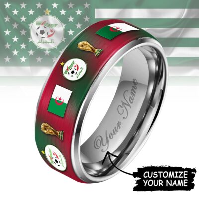 Algeria | Premium WC26 National Football Team Silver Tungsten Ring - Style 2, 7