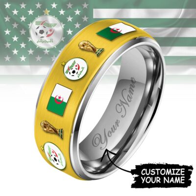 Algeria | Premium WC26 National Football Team Silver Tungsten Ring - Style 4, 8