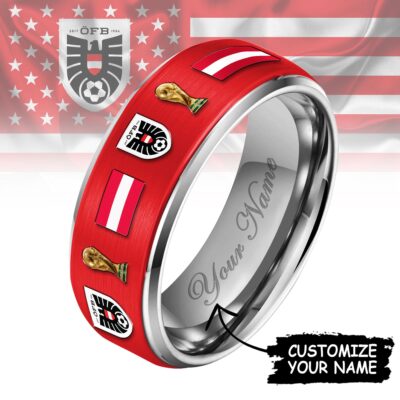 Austria | Premium WC26 National Football Team Silver Tungsten Ring