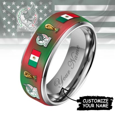 Mexico | Premium WC26 National Football Team Silver Tungsten Ring - Style 2, 10