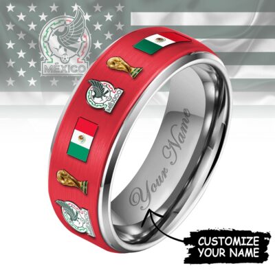 Mexico | Premium WC26 National Football Team Silver Tungsten Ring - Style 3, 8