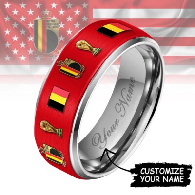 Belgium | Premium WC26 National Football Team Silver Tungsten Ring