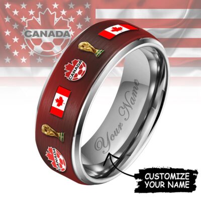 Canada | Premium WC26 National Football Team Silver Tungsten Ring - Style 2, 6