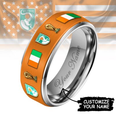 Côte d'ivoire | Premium WC26 National Football Team Silver Tungsten Ring