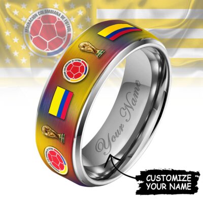 Colombia | Premium WC26 National Football Team Silver Tungsten Ring