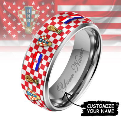 Croatia | Premium WC26 National Football Team Silver Tungsten Ring