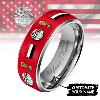 Egypt | Premium WC26 National Football Team Silver Tungsten Ring - Style 1, 11