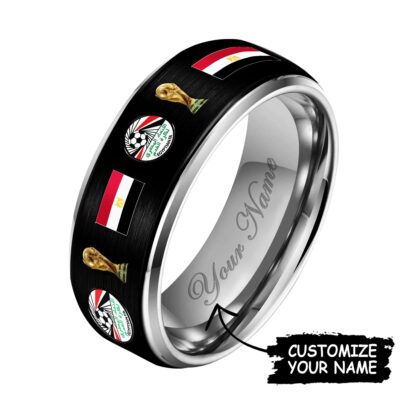 Egypt | Premium WC26 National Football Team Silver Tungsten Ring - Style 2, 9