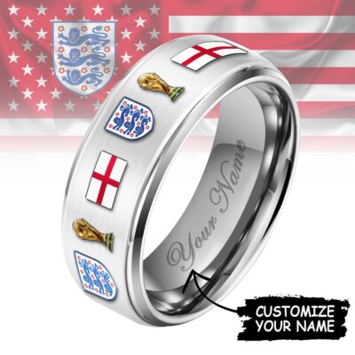 England | Premium WC26 National Football Team Silver Tungsten Ring