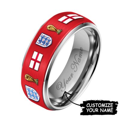 England | Premium WC26 National Football Team Silver Tungsten Ring - Style 3, 9