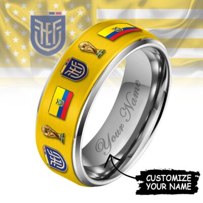 Ecuador | Premium WC26 National Football Team Silver Tungsten Ring