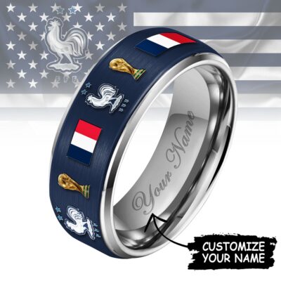 France | Premium WC26 National Football Team Silver Tungsten Ring