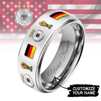 Germany | Premium WC26 National Football Team Silver Tungsten Ring